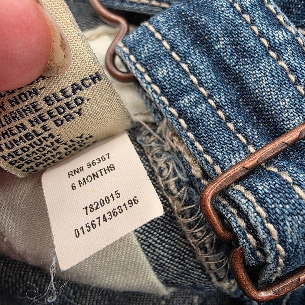 OshKosh Bgosh Vintage Y2K Denim Shortall Overalls Dark Wash 6‎ Months Vestbak